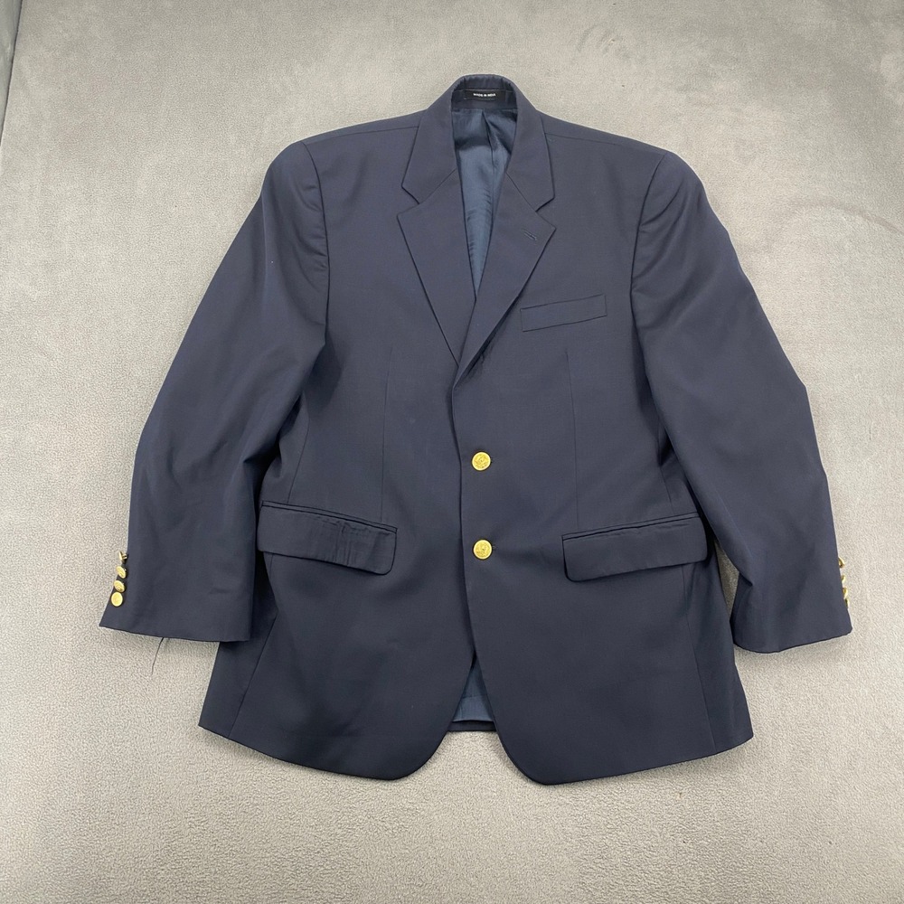 Chaps Est 1978 Mens Navy Blue Pure New Wool Gold Button Blazer Sport Coat 40R